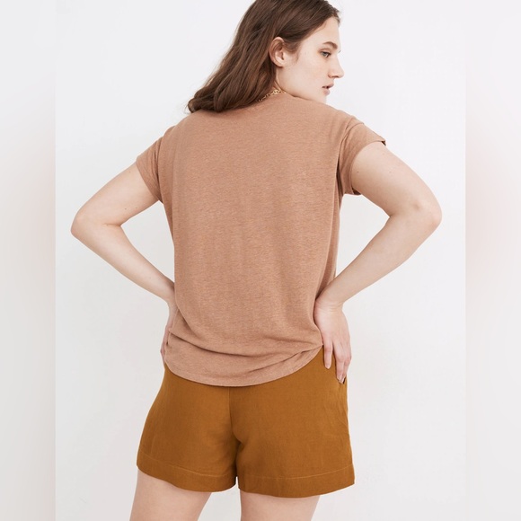 Madewell Linen-Blend Asbury Tee in Light Brown size XS EUC - Picture 3 of 10